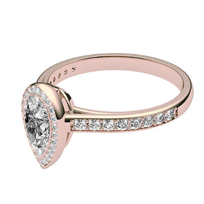 Trionfo Pear Solitaire halo Half diamond band