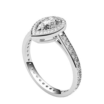 Trionfo Pear Solitaire halo Full diamond band