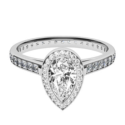 Trionfo Pear Solitaire halo Full diamond band