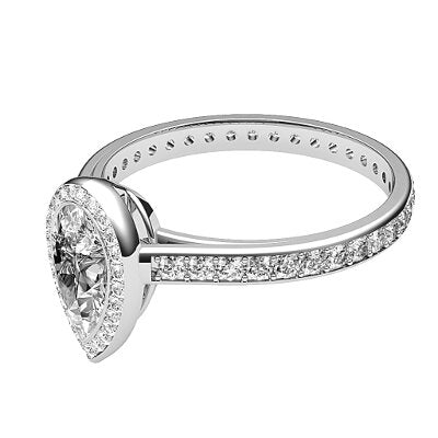 Trionfo Pear Solitaire halo Full diamond band
