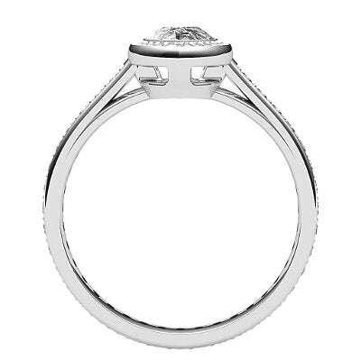Trionfo Pear Solitaire halo Full diamond band
