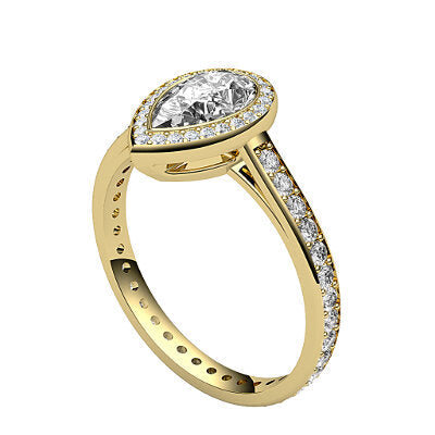 Trionfo Pear Solitaire halo Full diamond band