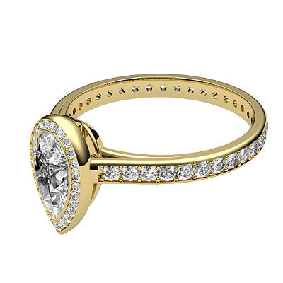 Trionfo Pear Solitaire halo Full diamond band