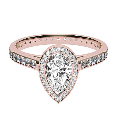 Trionfo Pear Solitaire halo Full diamond band