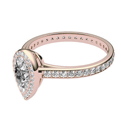 Trionfo Pear Solitaire halo Full diamond band
