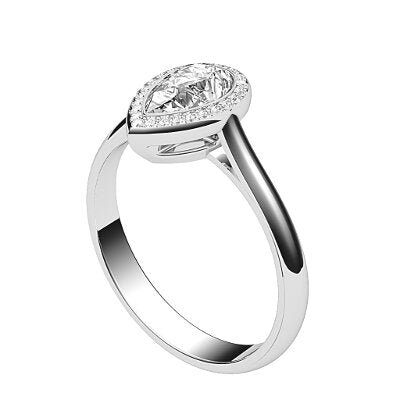 Vittoria Pear Solitaire halo Classic band