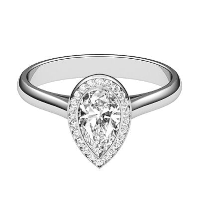 Vittoria Pear Solitaire halo Classic band
