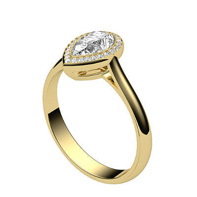Vittoria Pear Solitaire halo Classic band