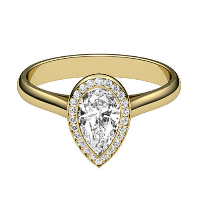 Vittoria Pear Solitaire halo Classic band