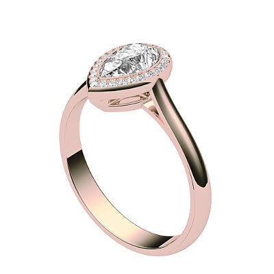Vittoria Pear Solitaire halo Classic band
