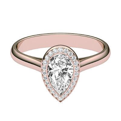Vittoria Pear Solitaire halo Classic band