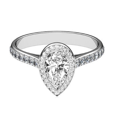 Vittoria Pear Solitaire halo Half diamond band