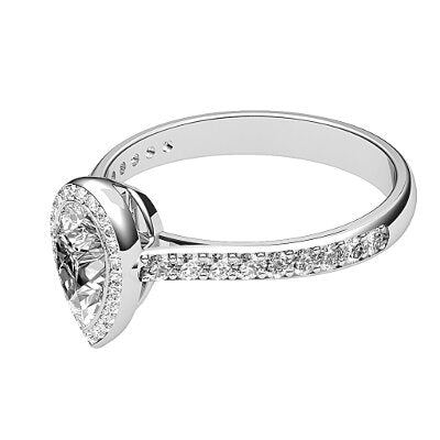Vittoria Pear Solitaire halo Half diamond band