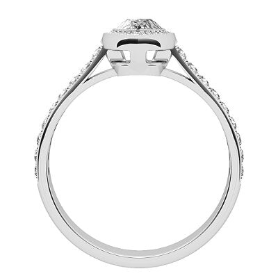 Vittoria Pear Solitaire halo Half diamond band