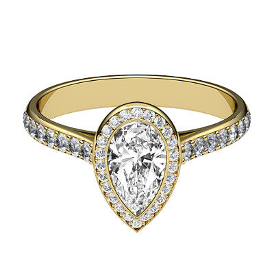 Vittoria Pear Solitaire halo Half diamond band