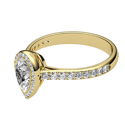 Vittoria Pear Solitaire halo Half diamond band