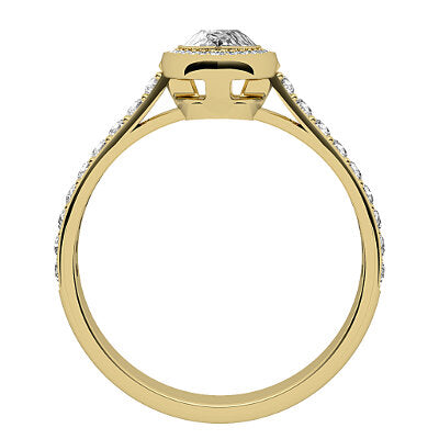 Vittoria Pear Solitaire halo Half diamond band