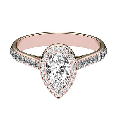 Vittoria Pear Solitaire halo Half diamond band