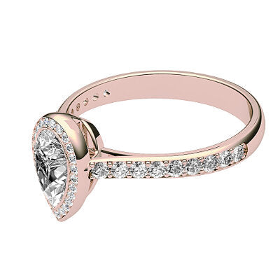 Vittoria Pear Solitaire halo Half diamond band