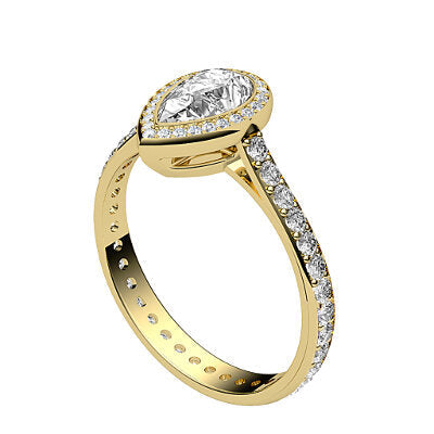 Vittoria Pear Solitaire halo Full diamond band