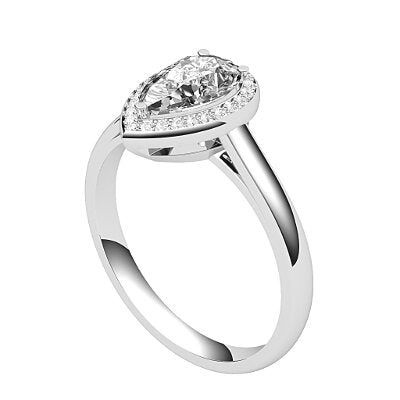 Trionfo Pear Solitaire halo Classic band 3 Prongs