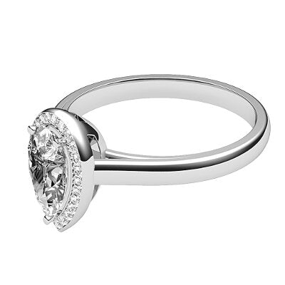 Trionfo Pear Solitaire halo Classic band 3 Prongs