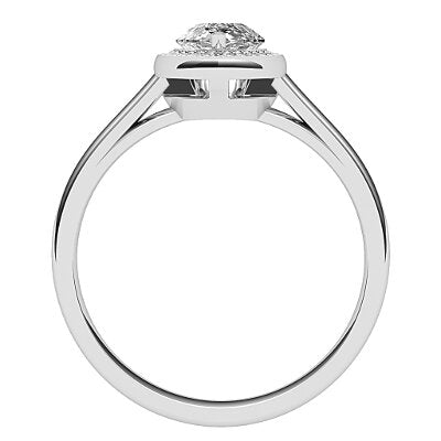 Trionfo Pear Solitaire halo Classic band 3 Prongs