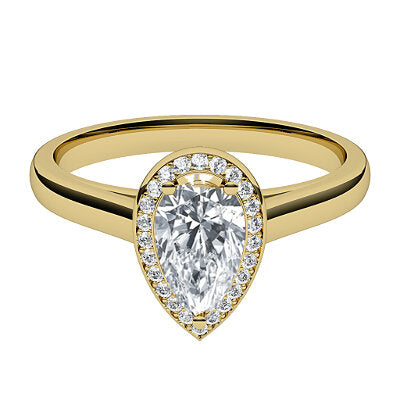 Trionfo Pear Solitaire halo Classic band 3 Prongs