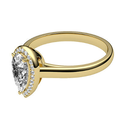 Trionfo Pear Solitaire halo Classic band 3 Prongs