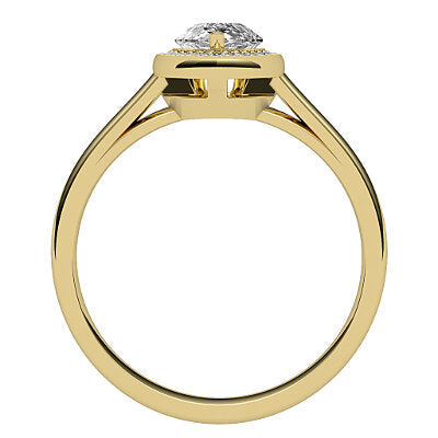 Trionfo Pear Solitaire halo Classic band 3 Prongs
