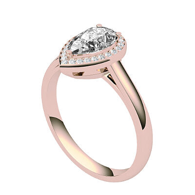 Trionfo Pear Solitaire halo Classic band 3 Prongs