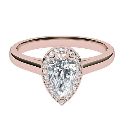 Trionfo Pear Solitaire halo Classic band 3 Prongs