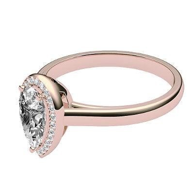 Trionfo Pear Solitaire halo Classic band 3 Prongs