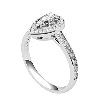 Trionfo Pear Solitaire halo Half diamond band 3 Prongs