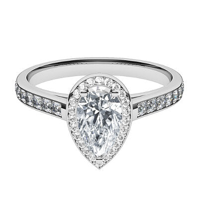 Trionfo Pear Solitaire halo Half diamond band 3 Prongs