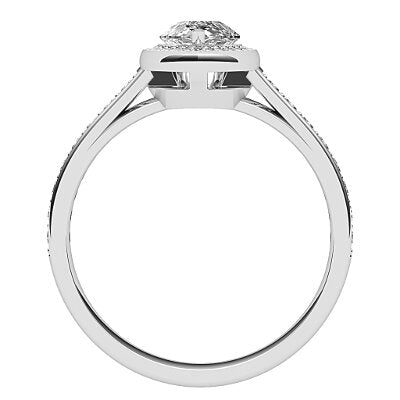 Trionfo Pear Solitaire halo Half diamond band 3 Prongs