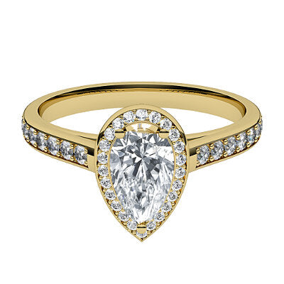 Trionfo Pear Solitaire halo Half diamond band 3 Prongs