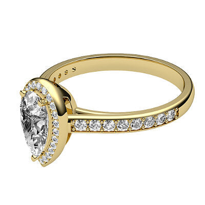 Trionfo Pear Solitaire halo Half diamond band 3 Prongs
