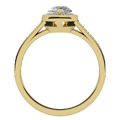 Trionfo Pear Solitaire halo Half diamond band 3 Prongs