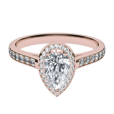 Trionfo Pear Solitaire halo Half diamond band 3 Prongs
