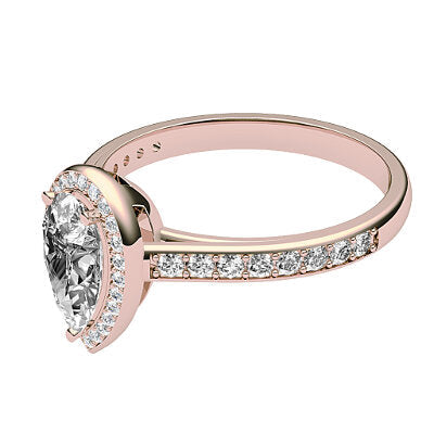 Trionfo Pear Solitaire halo Half diamond band 3 Prongs