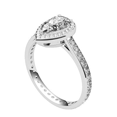 Trionfo Pear Solitaire halo Full diamond band 3 Prongs