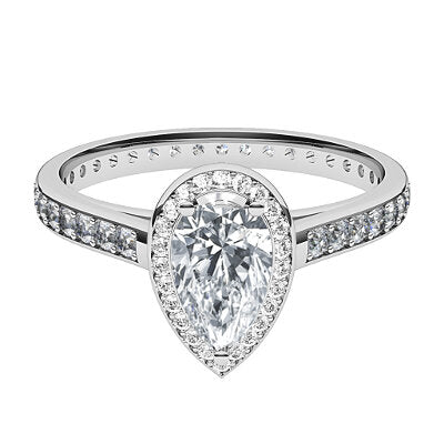 Trionfo Pear Solitaire halo Full diamond band 3 Prongs