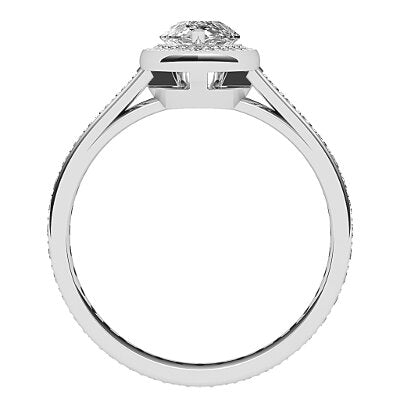 Trionfo Pear Solitaire halo Full diamond band 3 Prongs