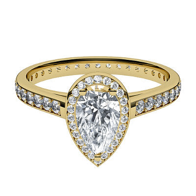 Trionfo Pear Solitaire halo Full diamond band 3 Prongs