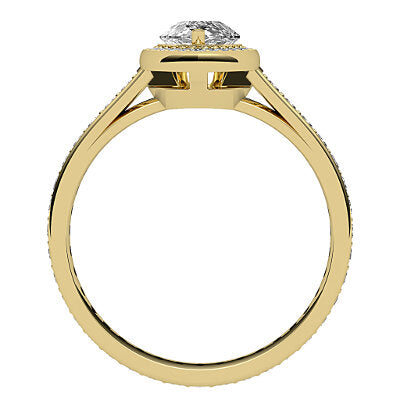 Trionfo Pear Solitaire halo Full diamond band 3 Prongs