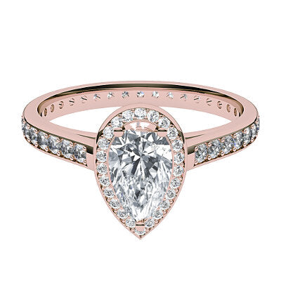 Trionfo Pear Solitaire halo Full diamond band 3 Prongs