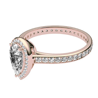 Trionfo Pear Solitaire halo Full diamond band 3 Prongs