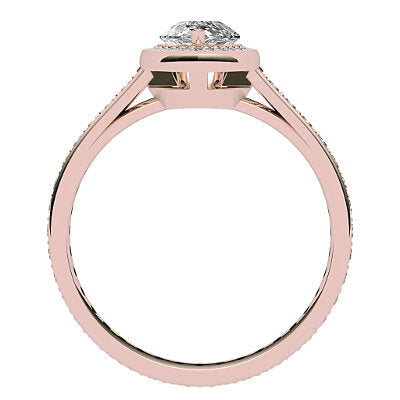 Trionfo Pear Solitaire halo Full diamond band 3 Prongs