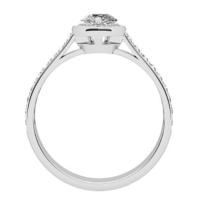 Vittoria Pear Solitaire halo Half diamond band 3 Prongs